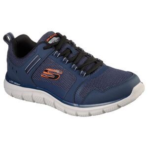 Skechers Mens Track Knockhill Action Leather Sneakers / Navy/Orange